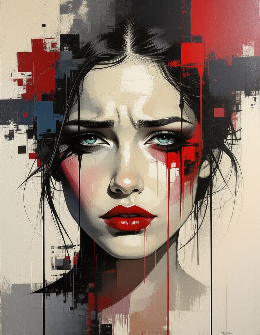 Expressive Portrait of Regret and Despair