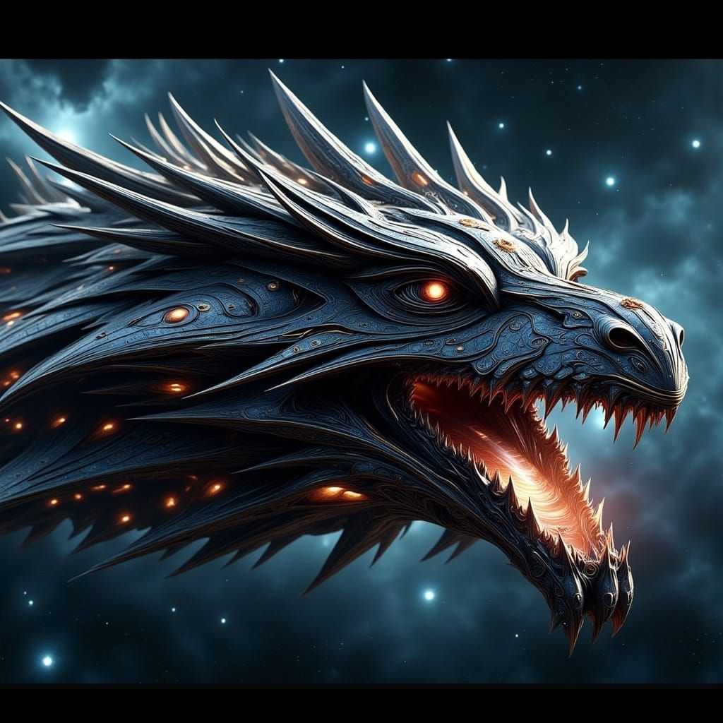 Dragon Spaceship in Rococo Sci-Fi Style