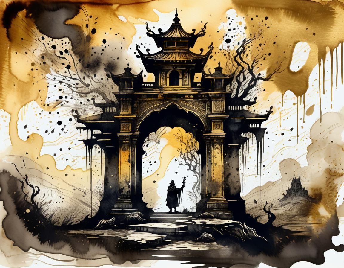 Ethereal Watercolor Ink Art on Parchment