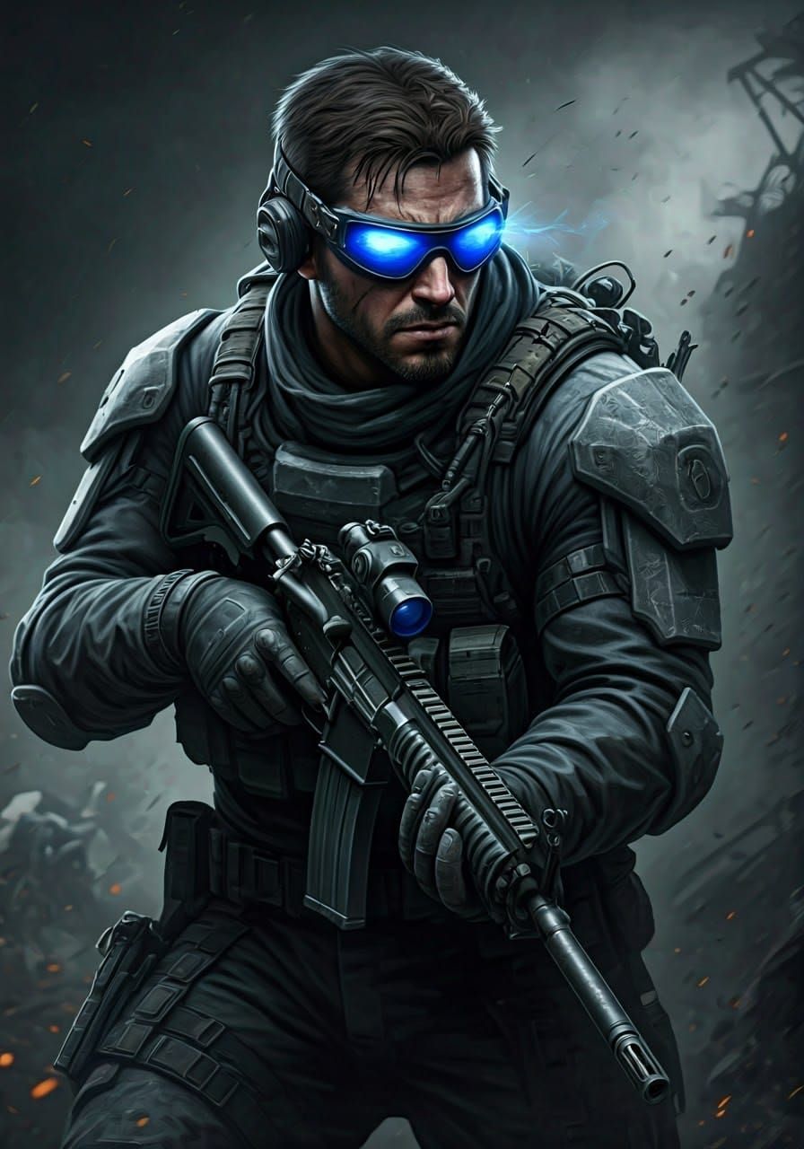 Battle-Hardened Warrior of a Futuristic Apocalypse