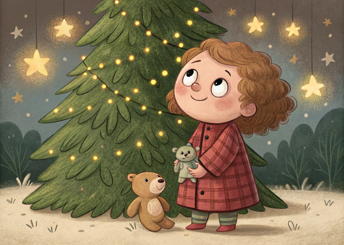 Nostalgic Christmas Morning in Folk Art Style