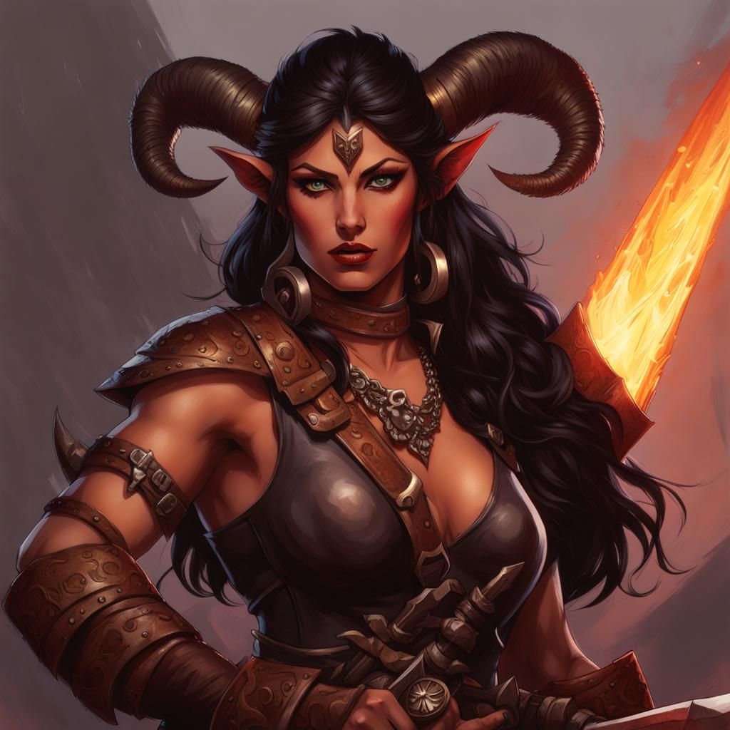 Tiefling Barbarian Bounty Hunter with Greataxe