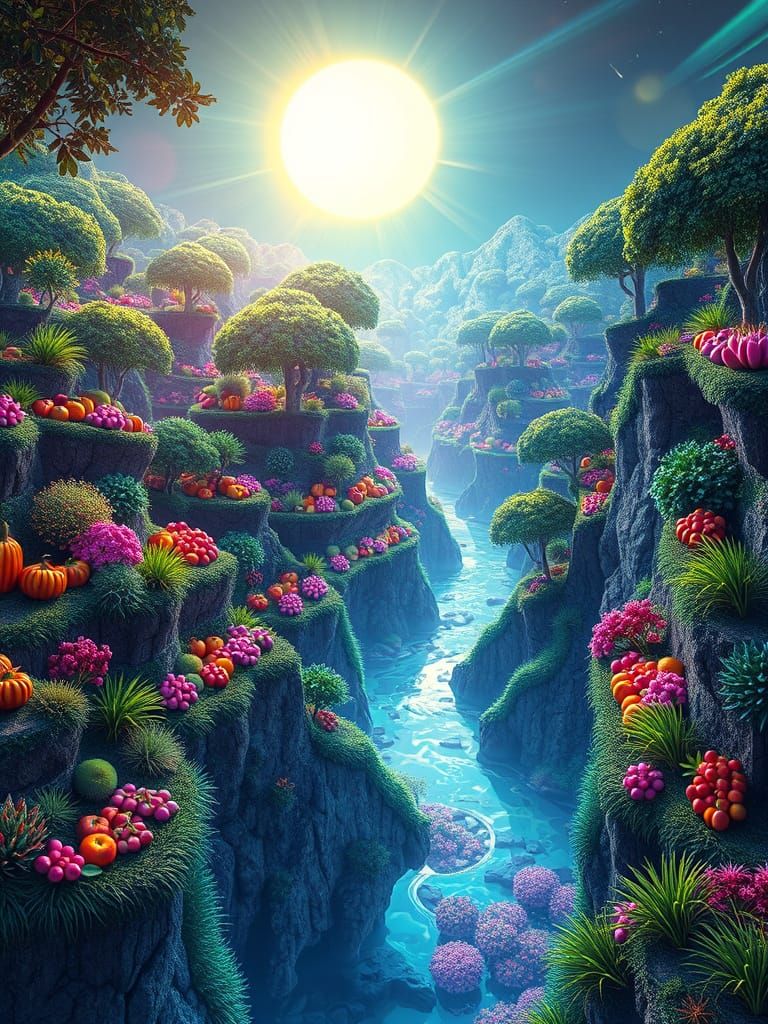 Surreal Garden Blooms in Neon Light