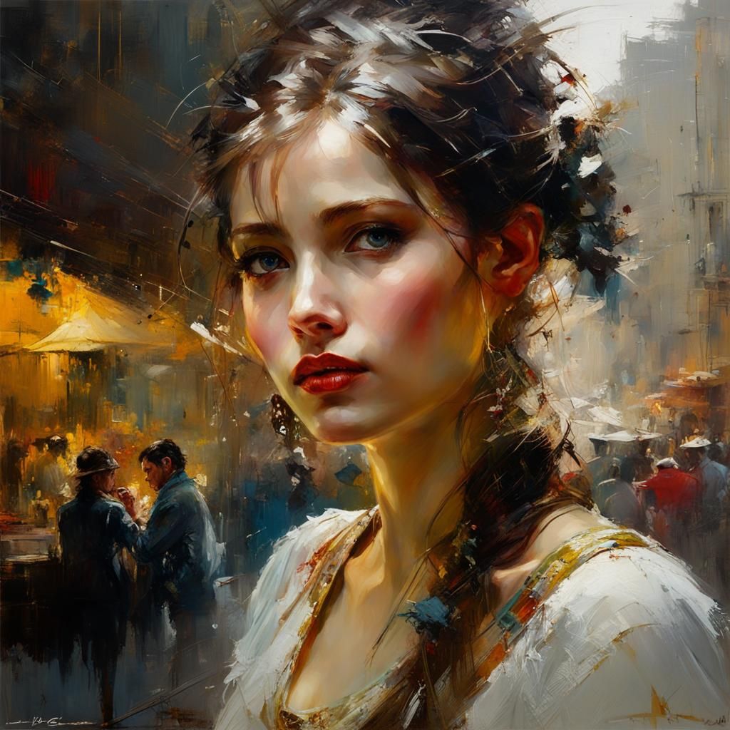 Emotional Russian Culture Painting in Pino Daeni Style
