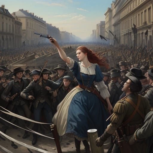 Liberty Leading the People with French Flag, Oil Painting