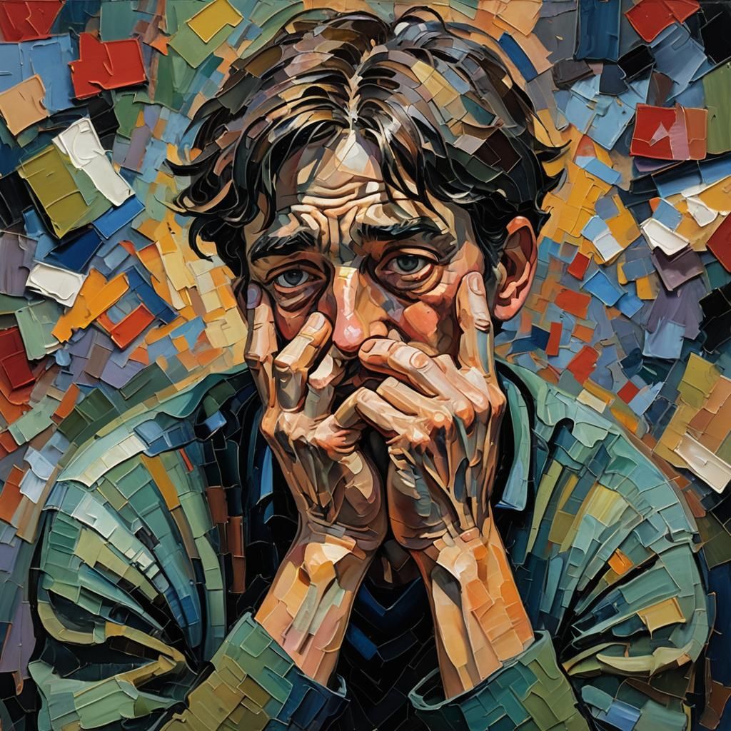 Emotional Neo-Impressionist Portrait in Vivid Colors