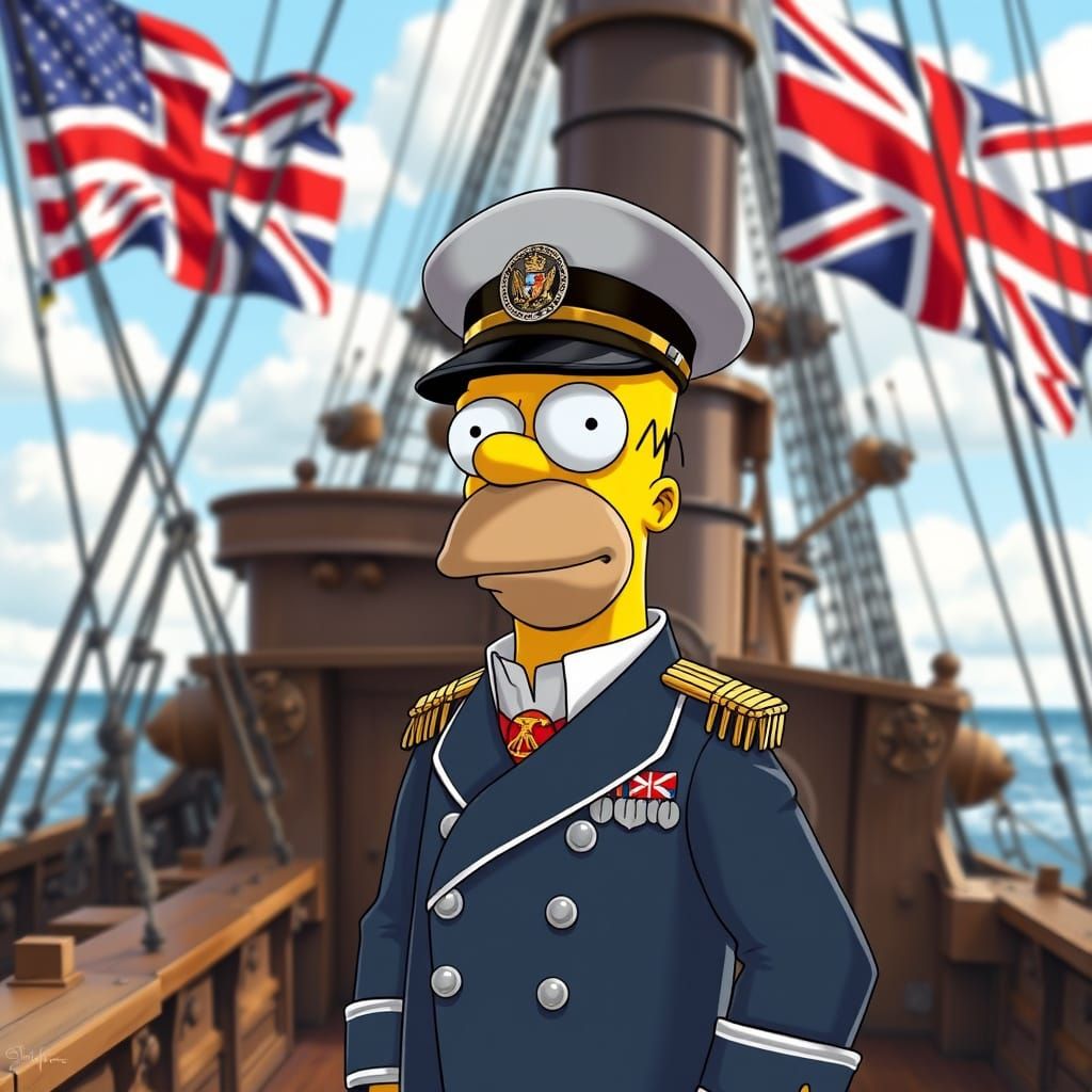 Homer Simpson as British Royal Navy Fleet Admiral