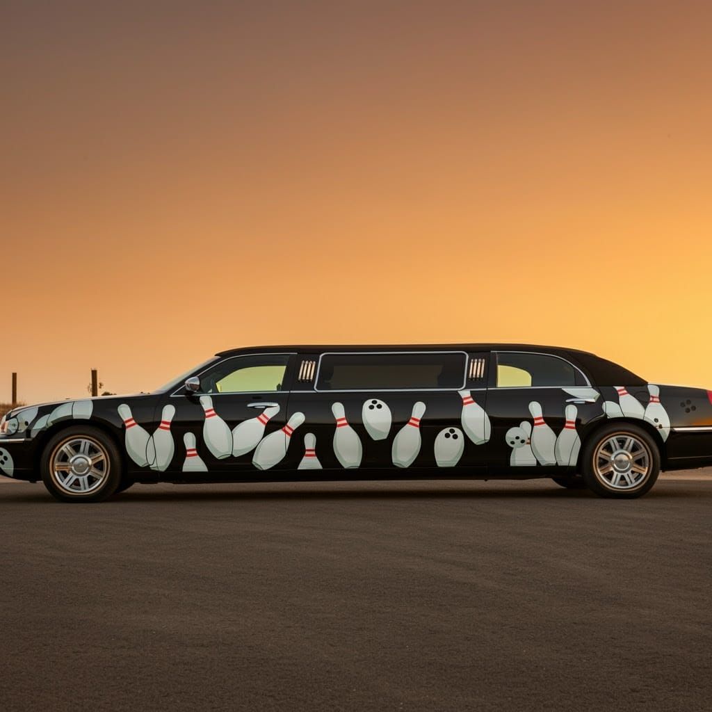 Whimsical Lowbrow Limousine in Sunset Glow