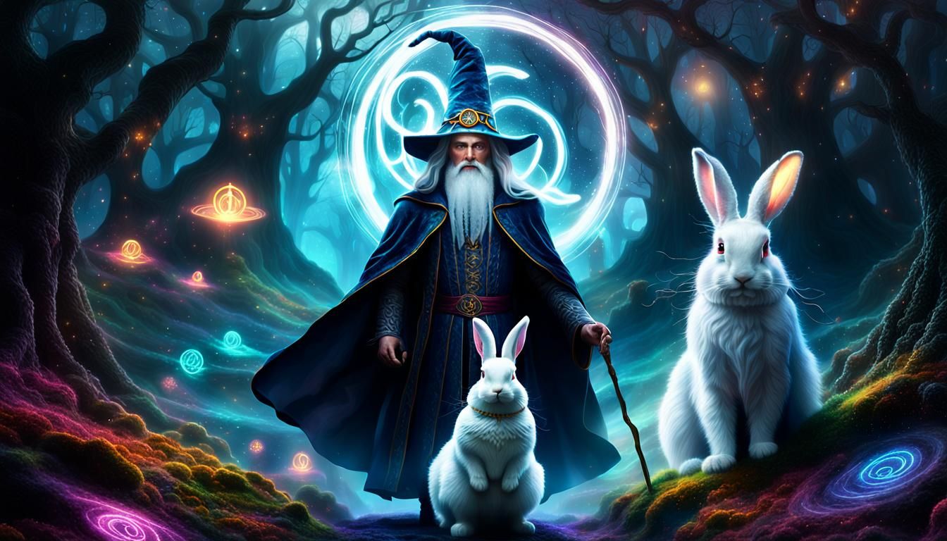 Wizard and Wonderland Characters in Surreal Digital Art