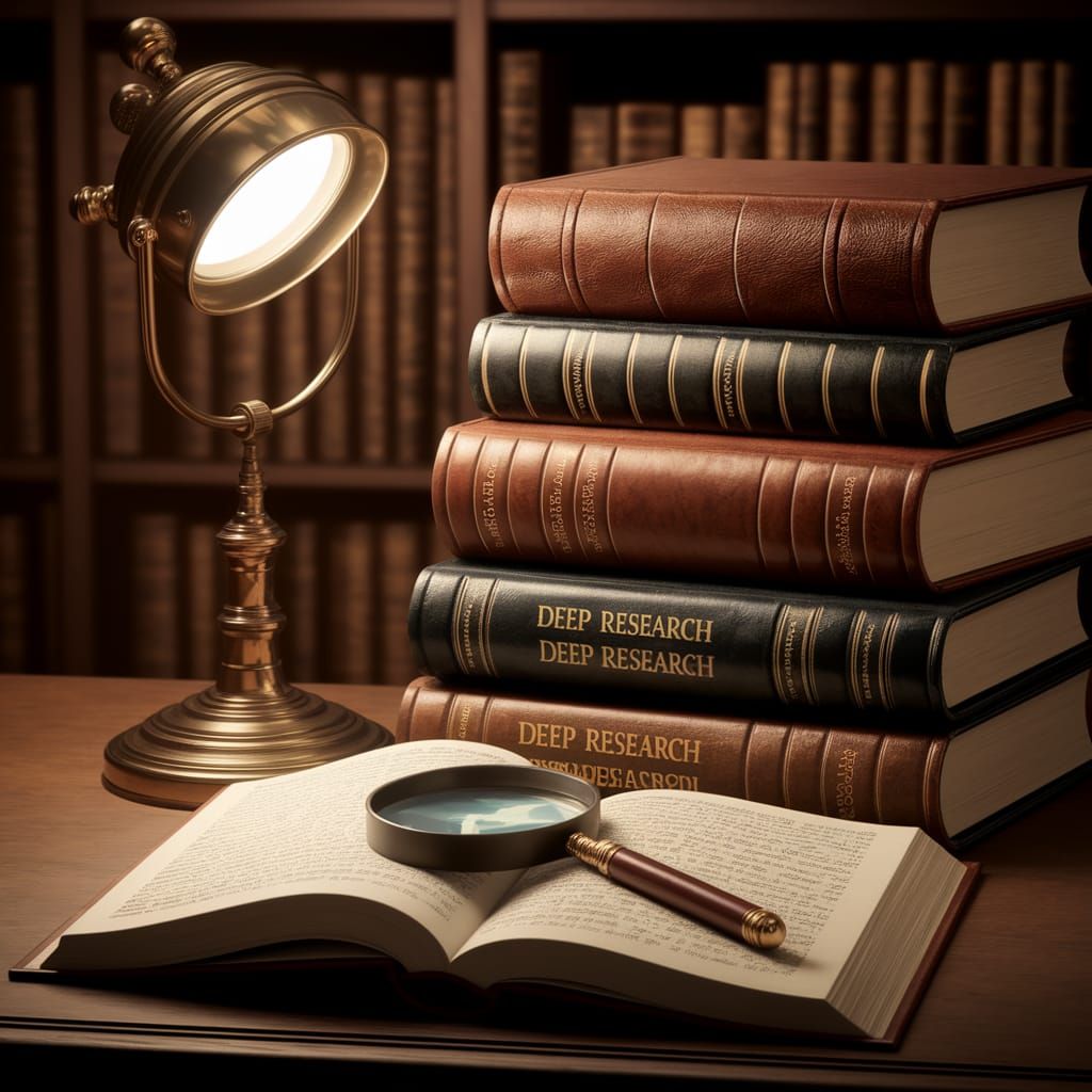 Vintage Study of Ancient Tomes in Warmly Lit Library