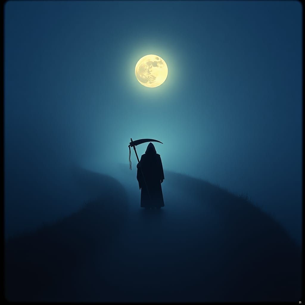 Grim Reaper in Moonlight: Cinematic Dark Fantasy