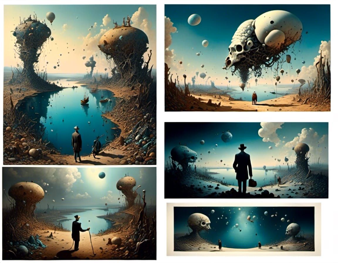 Surreal Evening Stroll in Tim Burton Style