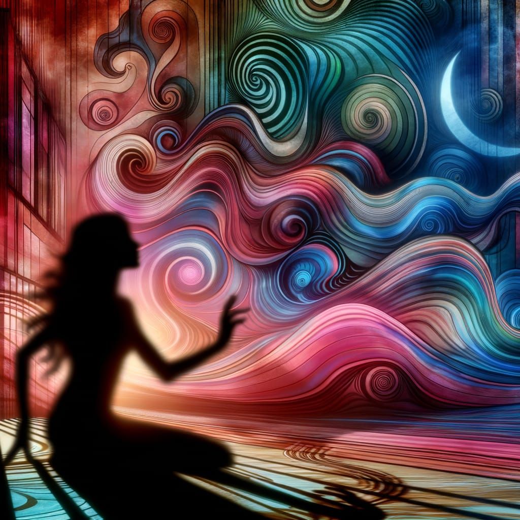 Surreal Dance Silhouette in a Psychedelic Rock Aesthetic