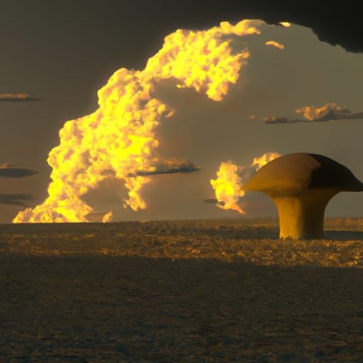 Photorealistic Nuclear Explosion in Desert Landscape