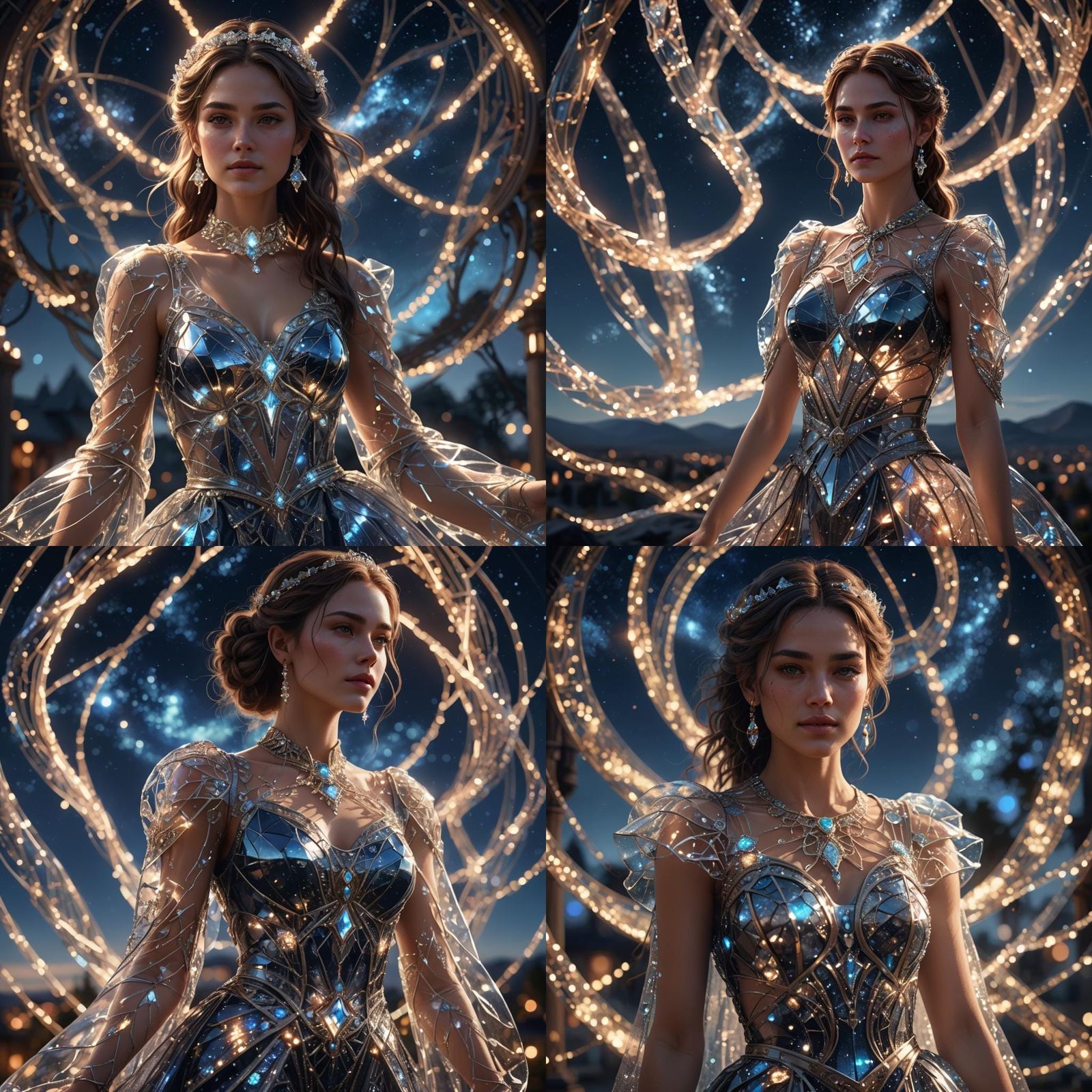 Beautiful Woman in Glass Dress: 3D Anime Art