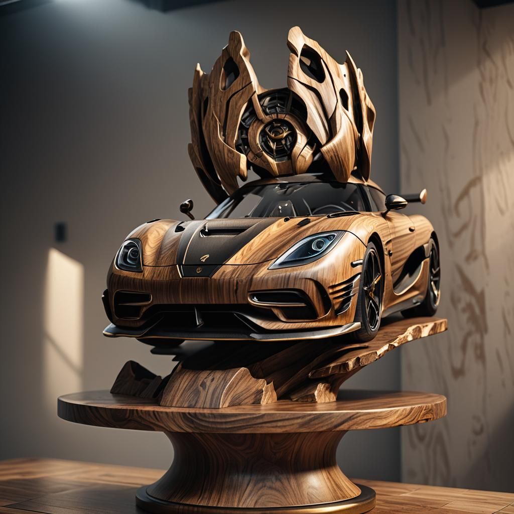 Koenigsegg Agera RS Wooden Sculpture in 3D