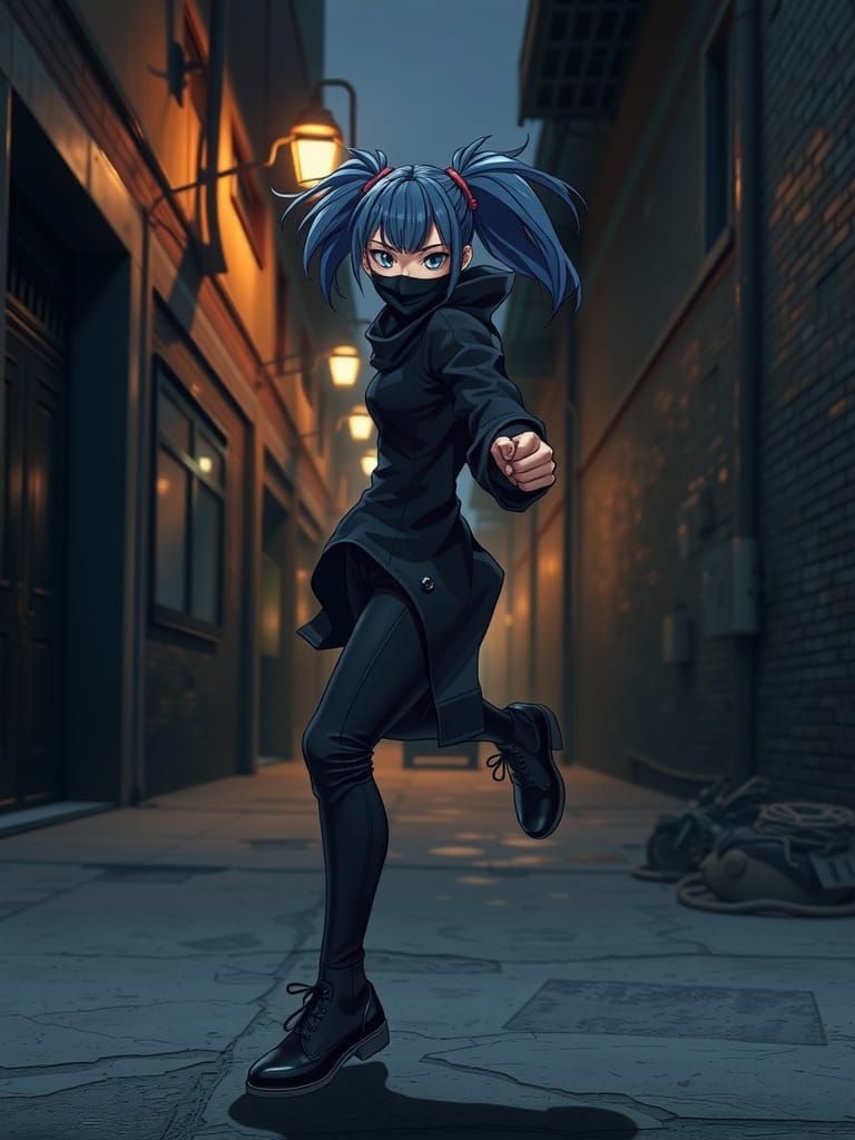 Anime Teen Vigilante in Gritty Alleyway