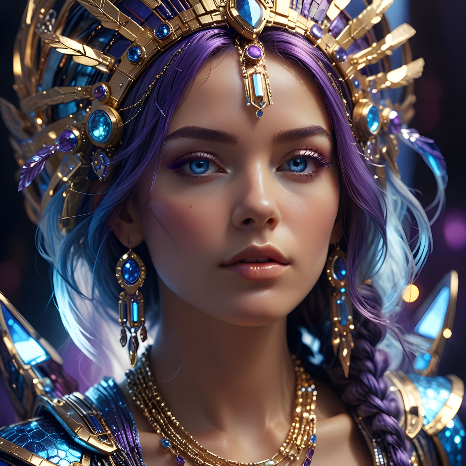 Hyperrealistic Portrait of a Beautiful Woman in Futuristic A...