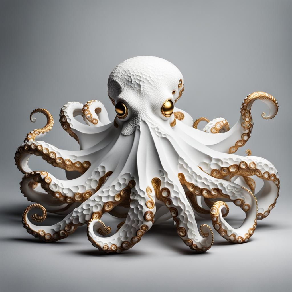 Porcelain Octopus Paper Cut Sculpture