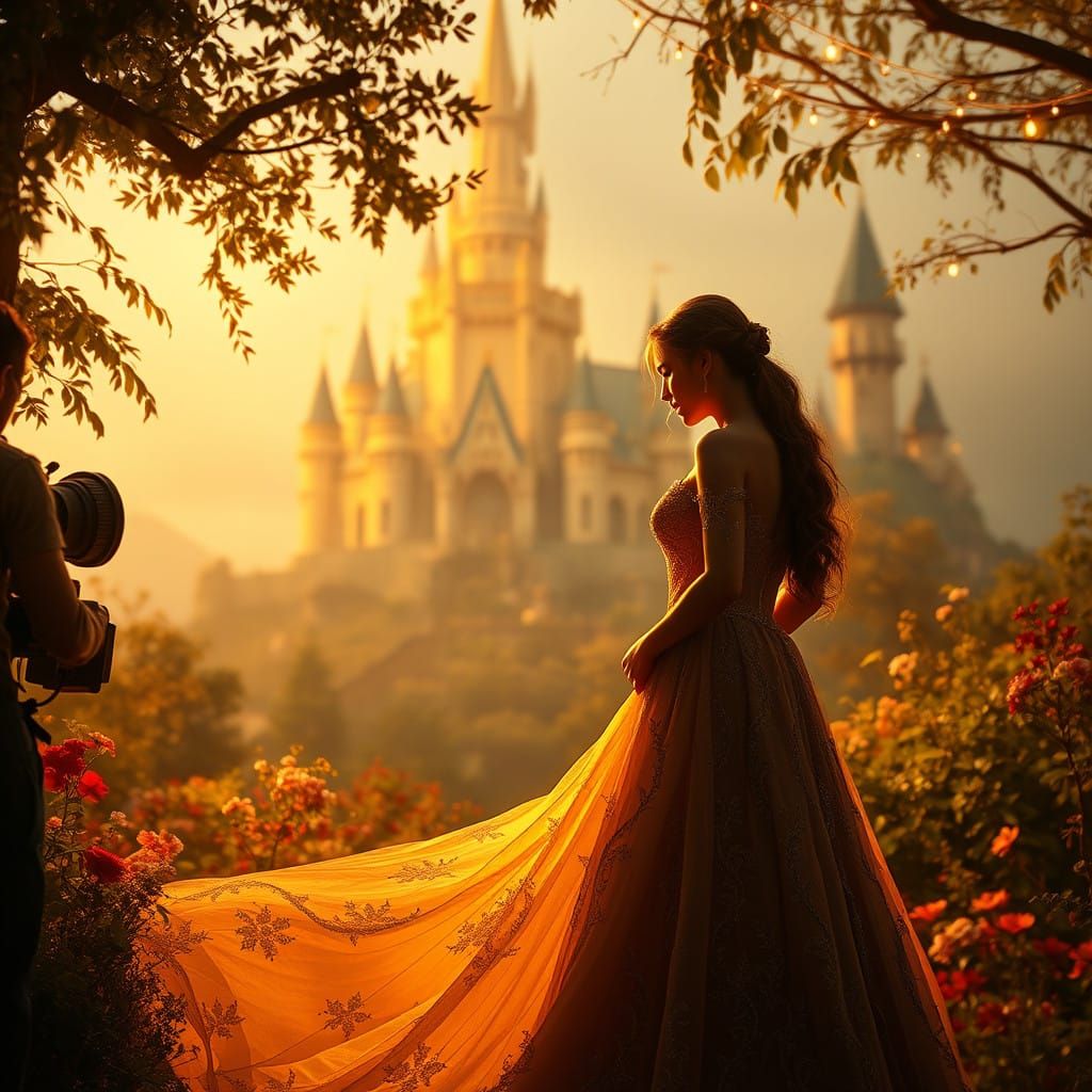 Romantic Love Scene on a Majestic Film Set