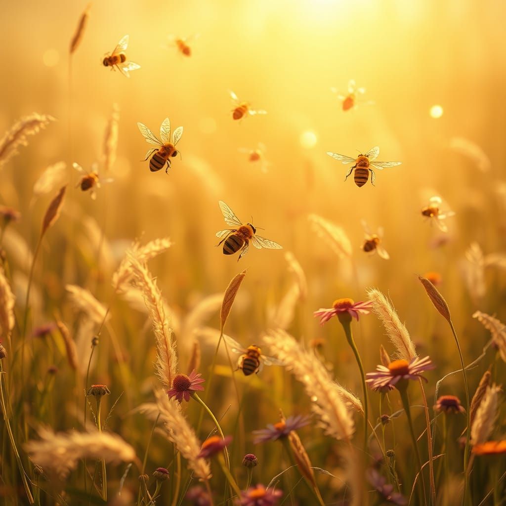 Dreamlike Meadow Scene in Vibrant Surrealist Style
