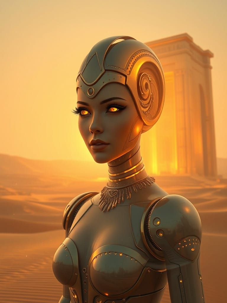 Ethereal Ancient Wonders with a Robot Goddess