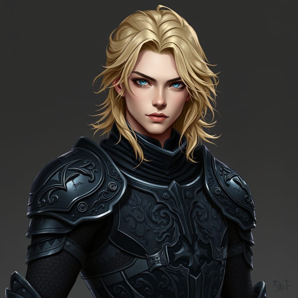 Elegant Warrior in Dark Fantasy Armor