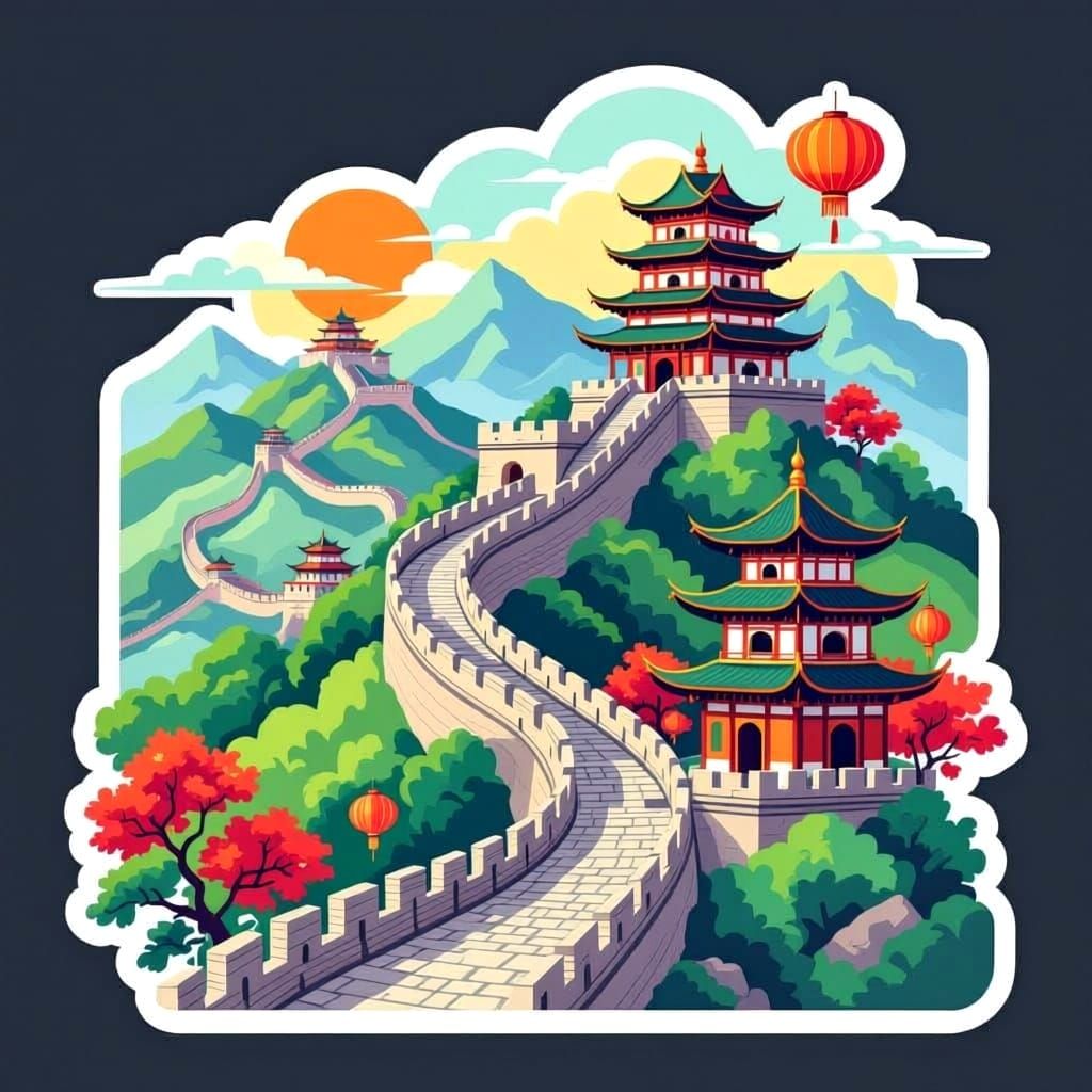 Vibrant China Travel Sticker Design