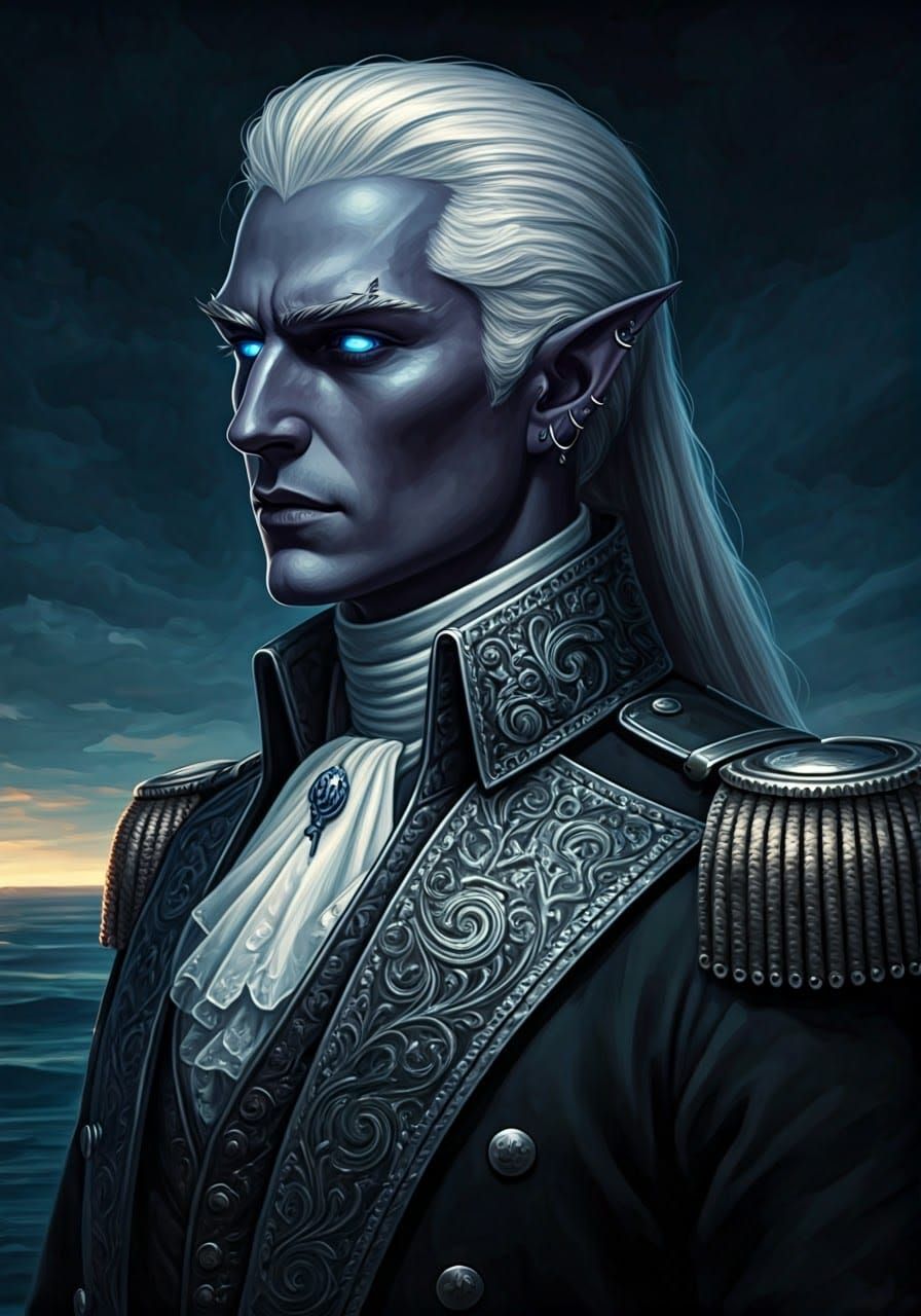 Drow Naval Officer in 17th Century Uniform