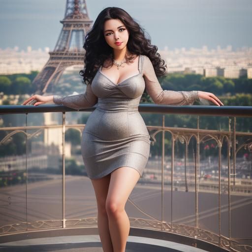 Elegant Woman with Eiffel Tower, Professional Photography