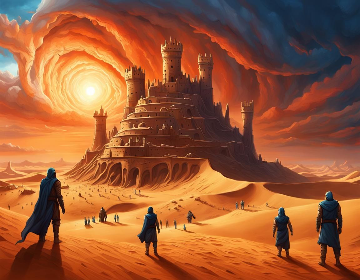 Arrakis Sandcastle Concept Art with Twin Suns