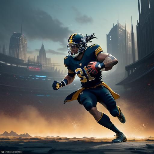 Futuristic Football Player Concept Art in Action