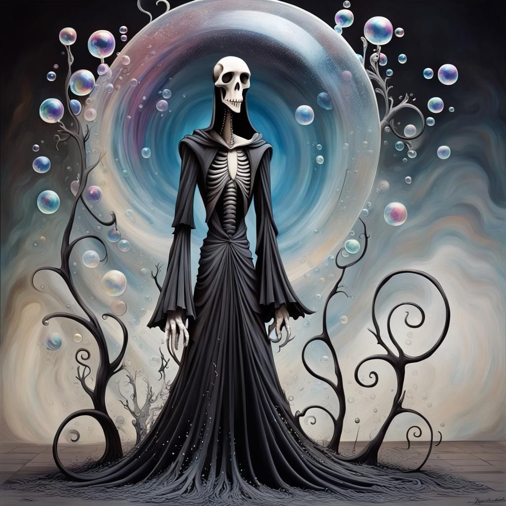 Abstract Reaper in Soap Bubbles, Cubist Style