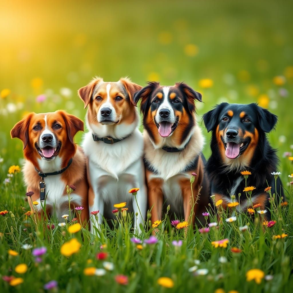 Dogs Chatting in a Meadow: Professional Photography