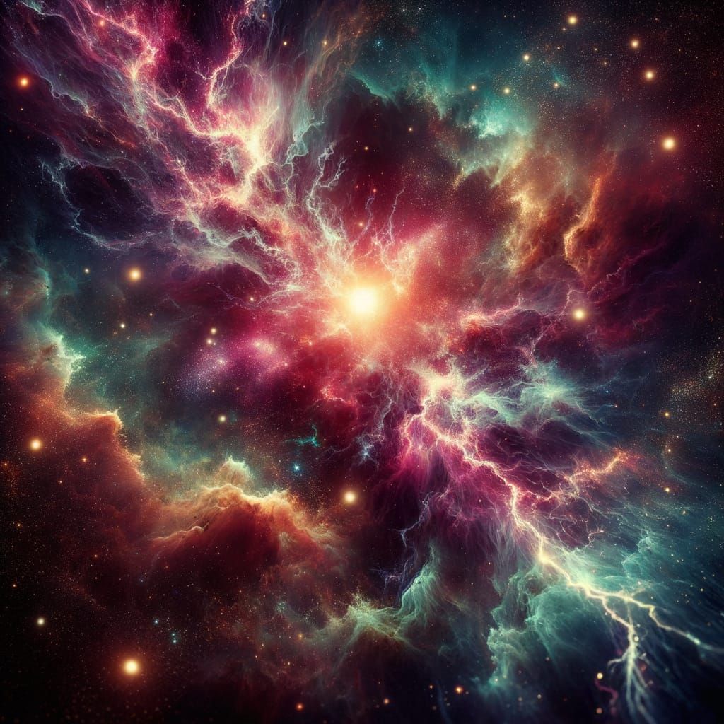 Electric Aurora Swirls in Cosmic Wilderness