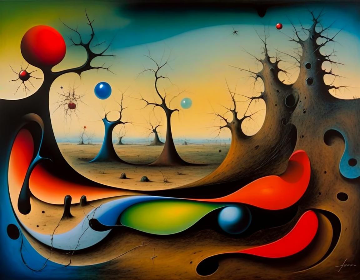 Bizarre Landscape Blending Realism and Abstraction