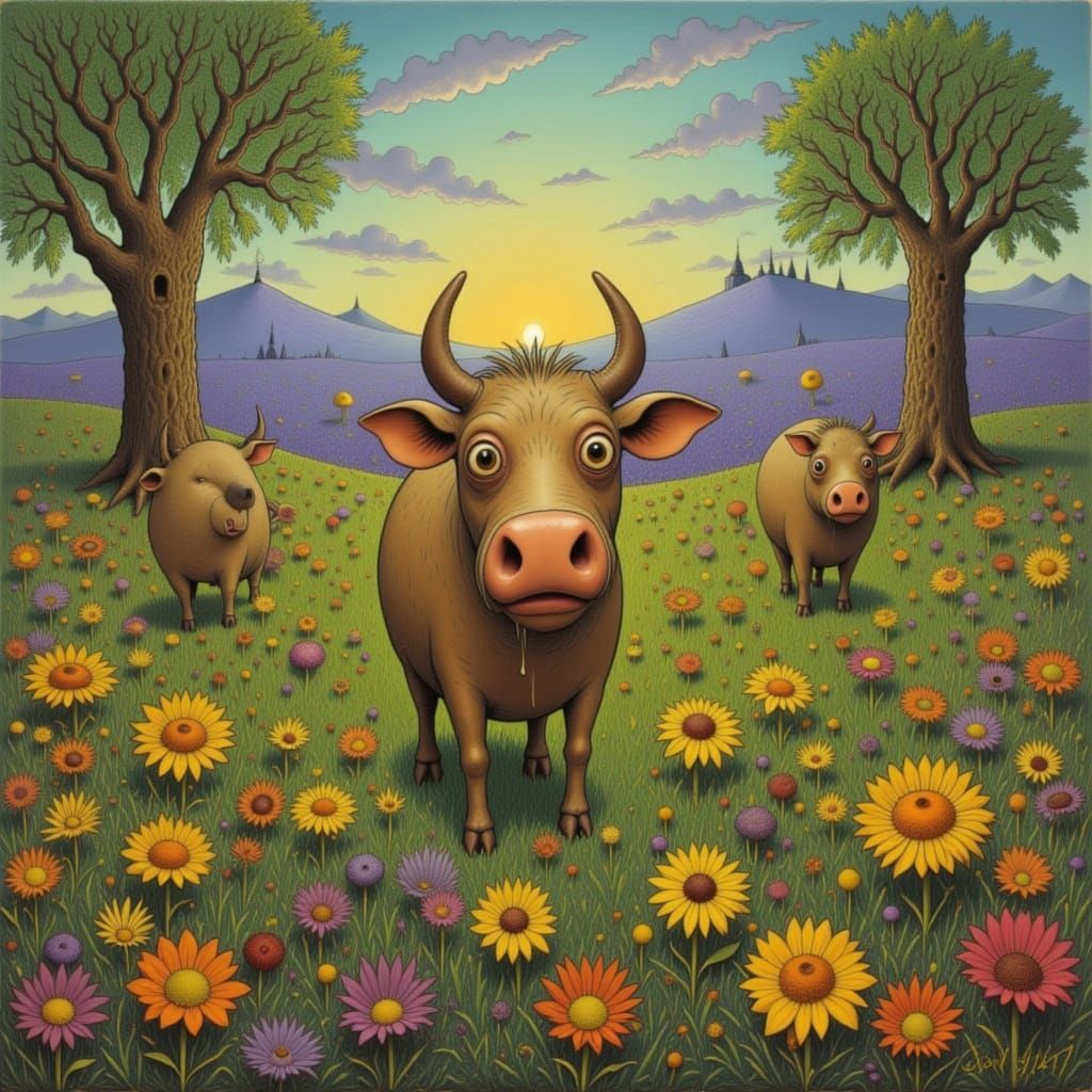 Enchanting Sunset Meadow Landscape