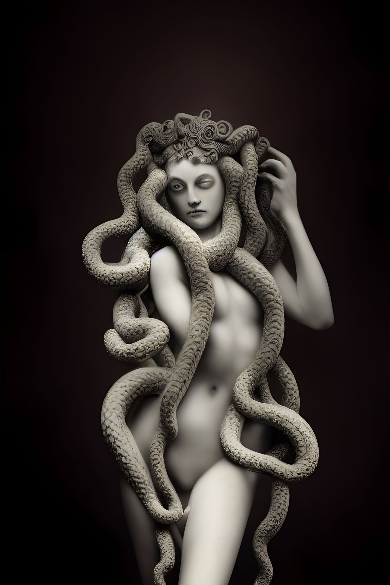 Gloomy Medusa in a Mythological Fantasy