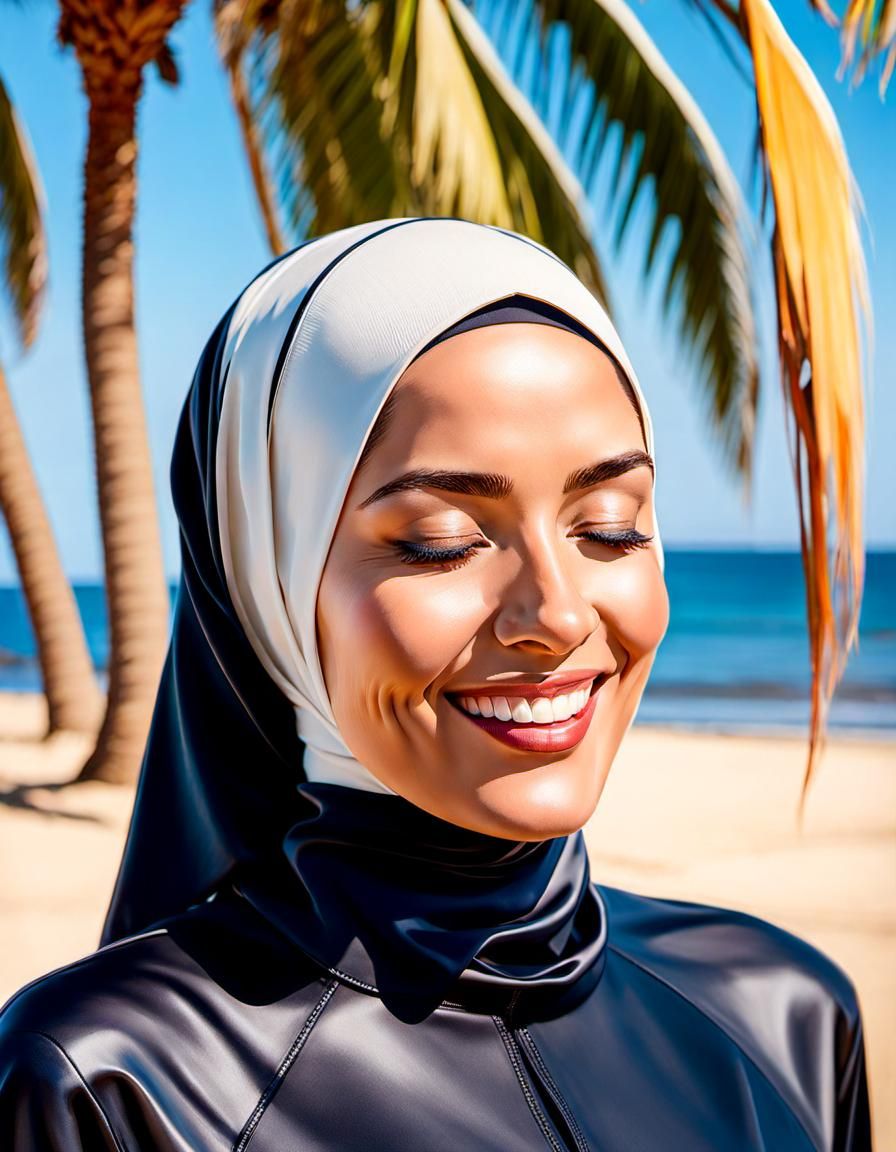 Modest Hijabi Woman Portrait on a Beach
