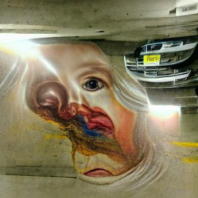 Surreal Woman in Parking Garage: Renaissance Style