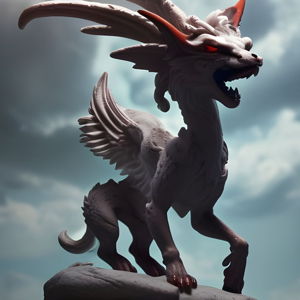 Spider Dragon Demon Hybrid Statue in Rococo Style