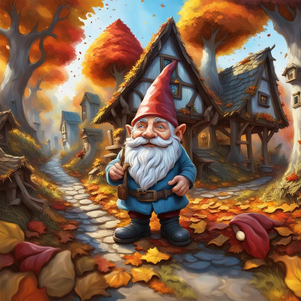 Magical Autumn Gnome Village: Hyperrealistic Concept Art