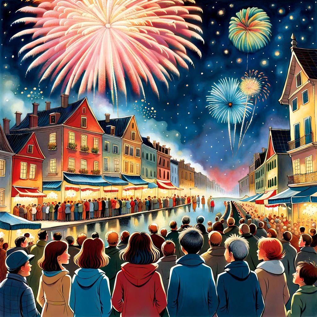 New Year's Eve Fireworks Display in Digital 3D