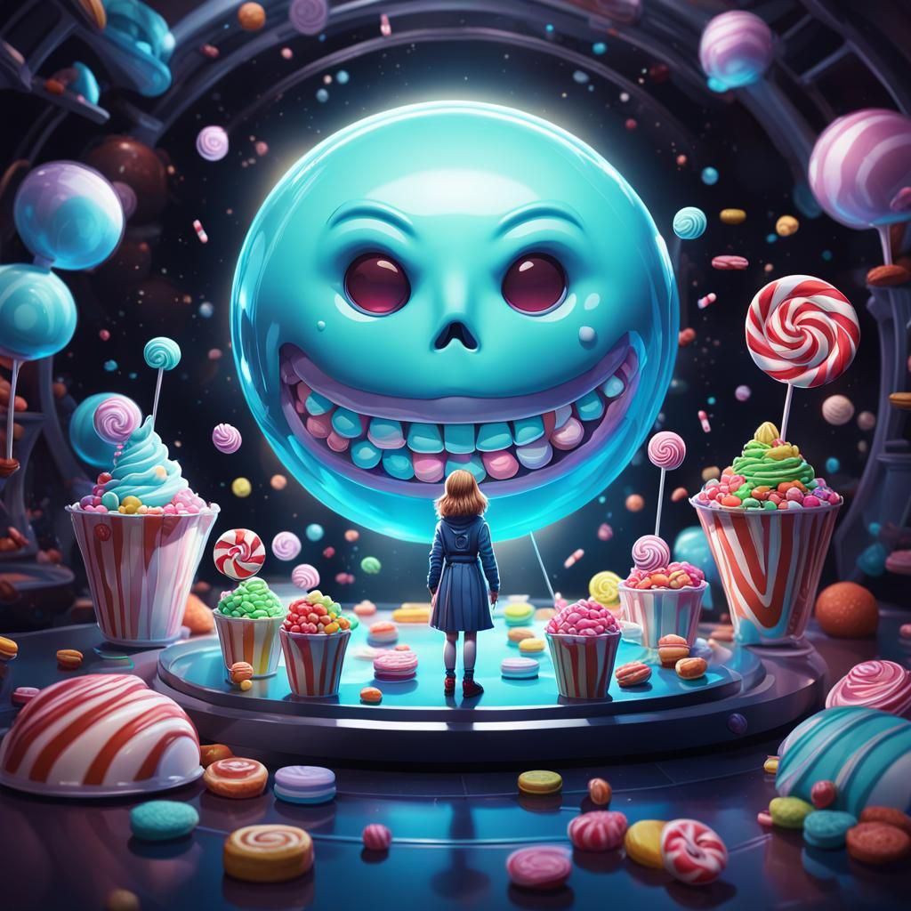 Candy Art Sci-Fi Scene in Hyperrealistic Style