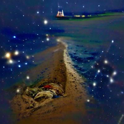 Minimalist Sunset Seascape Digital Art