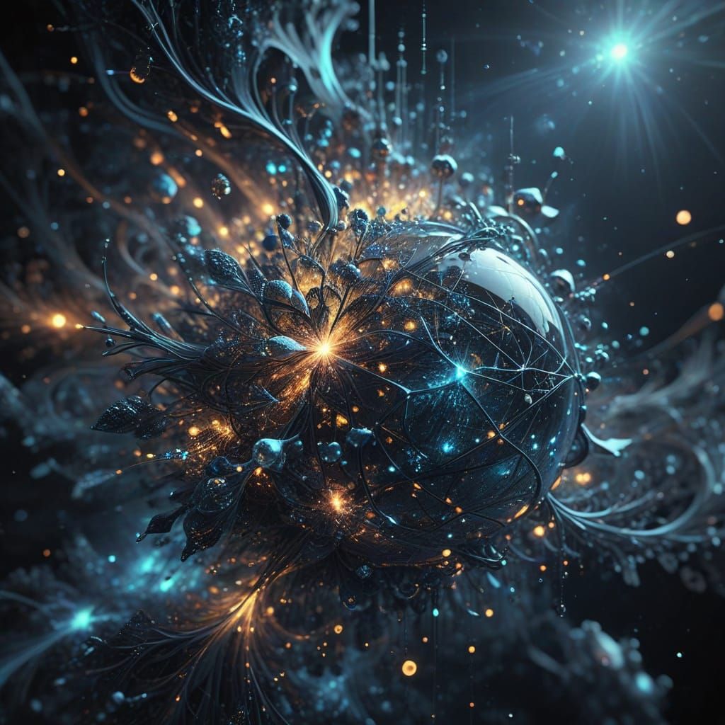 Ethereal Alchemical Vortex in Monochromatic Blues and Grays