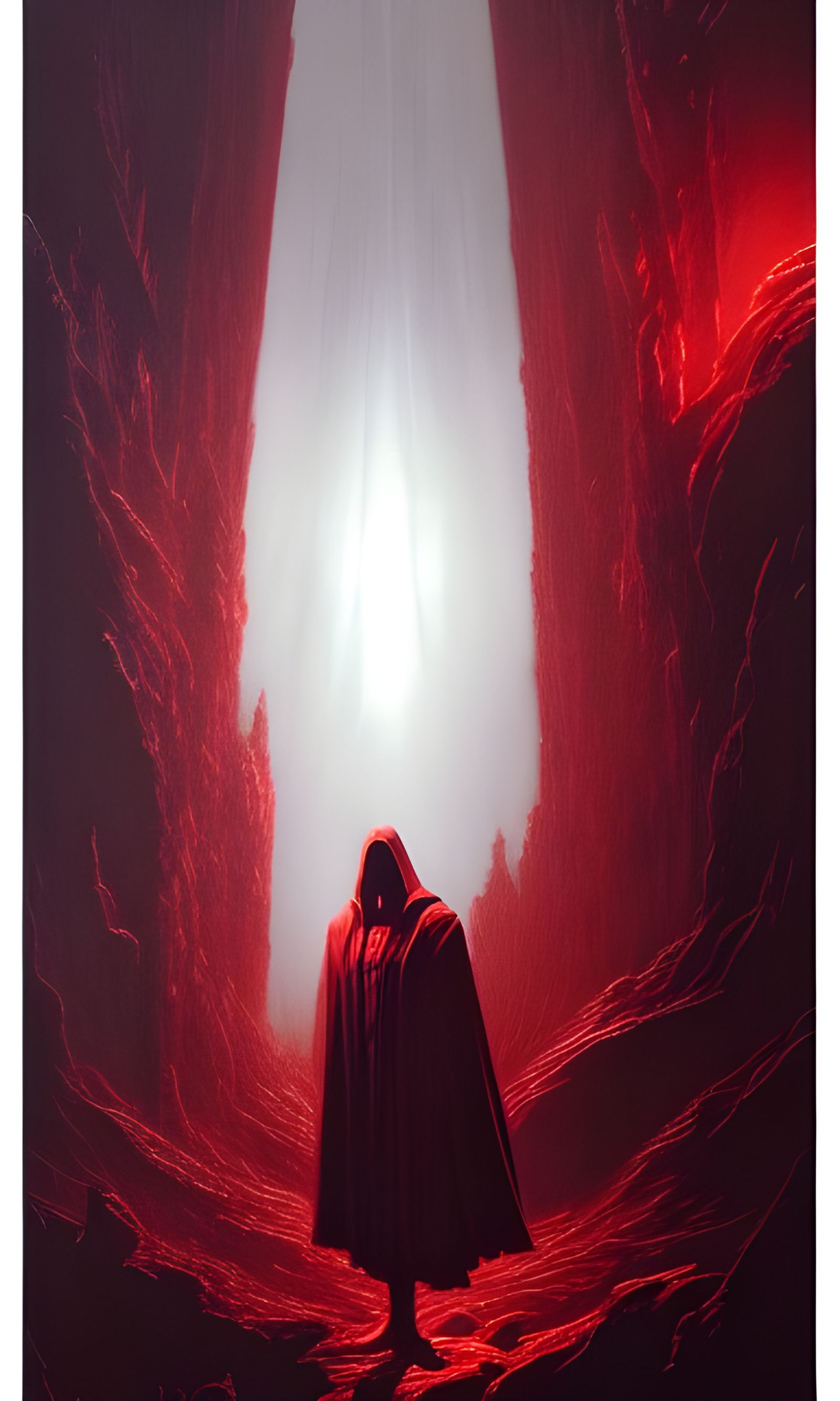 Doomsday Figure in Red Cloak, Hyperdetailed Art