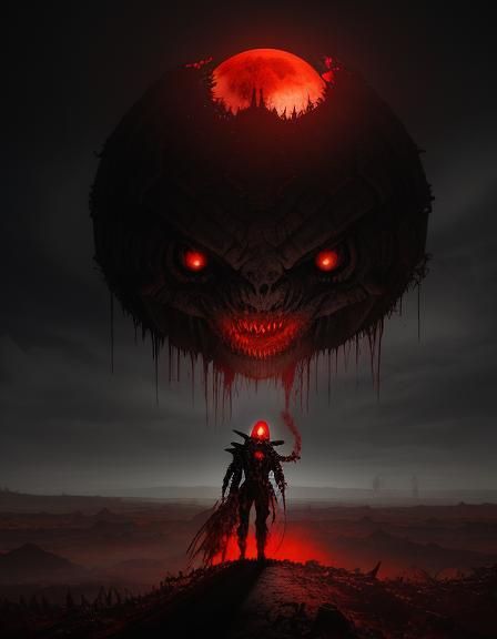 Grotesque Demon in Blasted Wasteland