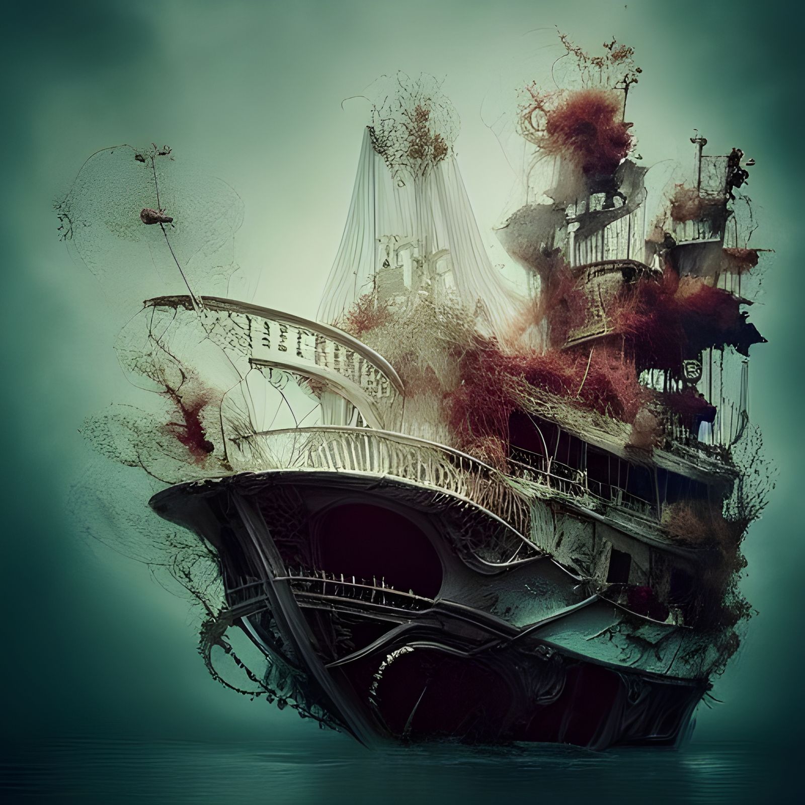 Ghost Ship in Fantasy World: Digital Illustration