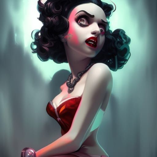 Betty Boop Femme Fatale in Horror Noir Style